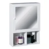 White Wood Wall Cabinet With 2 Compartments And Mirrored Door -Modern Bathroom Shop 2401408nl