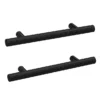 2 X Arezzo Industrial Style Knurled 'T' Bar Matt Black Handles (96mm Centres) -Modern Bathroom Shop 2xaz20l