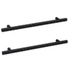 2 X Arezzo Industrial Style Knurled 'T' Bar Matt Black Handles (192mm Centres) -Modern Bathroom Shop 2xaz22l