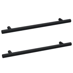 2 X Arezzo Industrial Style Knurled 'T' Bar Matt Black Handles (192mm Centres)