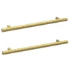 2 X Arezzo Industrial Style Knurled 'T' Bar Brushed Brass Handles (192mm Centres) -Modern Bathroom Shop 2xaz32l