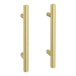 2 X Round 'T' Bar Brushed Brass Additional Handles - L155mm (96mm Centres)