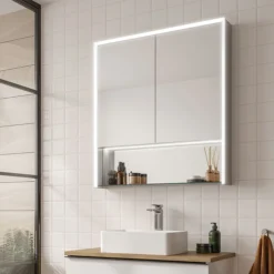 HIB Verve 80 LED Illuminated Mirror Cabinet -Modern Bathroom Shop 52900 l