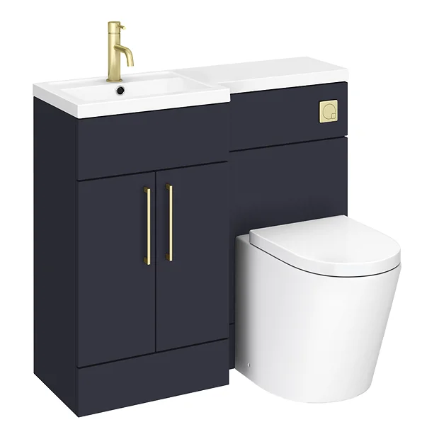 Arezzo 1000 Matt Blue Combination Furniture Pack (Brushed Brass Flush & Handles) 4 Arezzo 1000 Matt Blue Combination Furniture Pack (Brushed Brass Flush & Handles) - Image 2