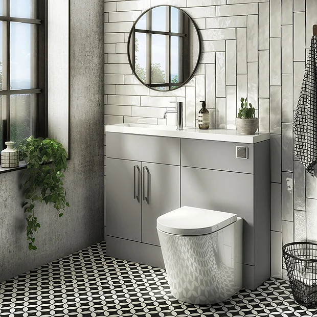 Arezzo 1100 Matt Grey Slimline Combination Vanity Unit (Chrome Flush & Handles) 4 Arezzo 1100 Matt Grey Slimline Combination Vanity Unit (Chrome Flush & Handles) - Image 2