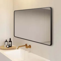 Arezzo Matt Black Framed Bathroom Mirror - 1400 X 700mm -Modern Bathroom Shop az147cvmb d2