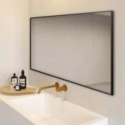 Arezzo Matt Black Square Edge Framed Bathroom Mirror - 1400 X 500mm 9 Arezzo Matt Black Square Edge Framed Bathroom Mirror - 1400 X 500mm -Modern Bathroom Shop az147mb d2