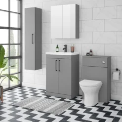Arezzo 500 Matt Grey WC Unit With Cistern + Modern Pan -Modern Bathroom Shop az5wcg nd4