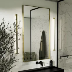 Arezzo Brushed Brass 1200 X 700mm Rectangular Mirror -Modern Bathroom Shop az6x8rbb d1