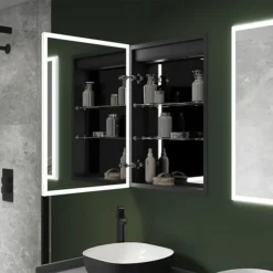 Arezzo 500 X 700mm Recessed LED Illuminated Bathroom Mirror Cabinet With Shaver Socket & Anti-Fog 9 Arezzo 500 X 700mm Recessed LED Illuminated Bathroom Mirror Cabinet With Shaver Socket & Anti-Fog -Modern Bathroom Shop az8920mb d2