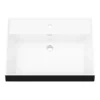Arezzo Countertop Basin Unit - Concrete-Effect With Black Frame - 800mm Incl. Matt Black Basin -Modern Bathroom Shop az8cb2dblkd2