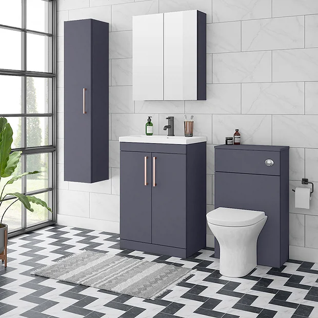 Arezzo 600 Matt Blue Floor Standing Vanity Unit With Rose Gold Handles 3 Arezzo 600 Matt Blue Floor Standing Vanity Unit With Rose Gold Handles
