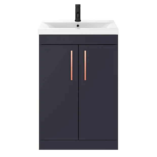 Arezzo 600 Matt Blue Floor Standing Vanity Unit With Rose Gold Handles 7 Arezzo 600 Matt Blue Floor Standing Vanity Unit With Rose Gold Handles - Image 5