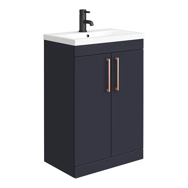 Arezzo 600 Matt Blue Floor Standing Vanity Unit With Rose Gold Handles 4 Arezzo 600 Matt Blue Floor Standing Vanity Unit With Rose Gold Handles - Image 2