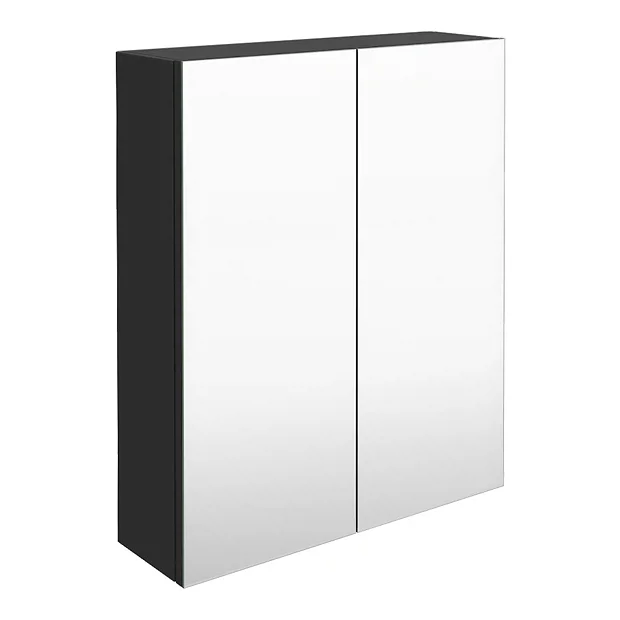 Arezzo 600 Matt Black 2-Door Mirror Cabinet 4 Arezzo 600 Matt Black 2-Door Mirror Cabinet - Image 2