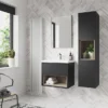 Arezzo Senza 1400mm Matt Black / Vicenza Oak Wall Hung Tall Unit 1 Arezzo Senza 1400mm Matt Black / Vicenza Oak Wall Hung Tall Unit -Modern Bathroom Shop azblavotd1