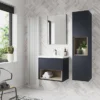 Arezzo Senza 1400mm Matt Blue / Vicenza Oak Wall Hung Tall Unit -Modern Bathroom Shop azbluvot d1