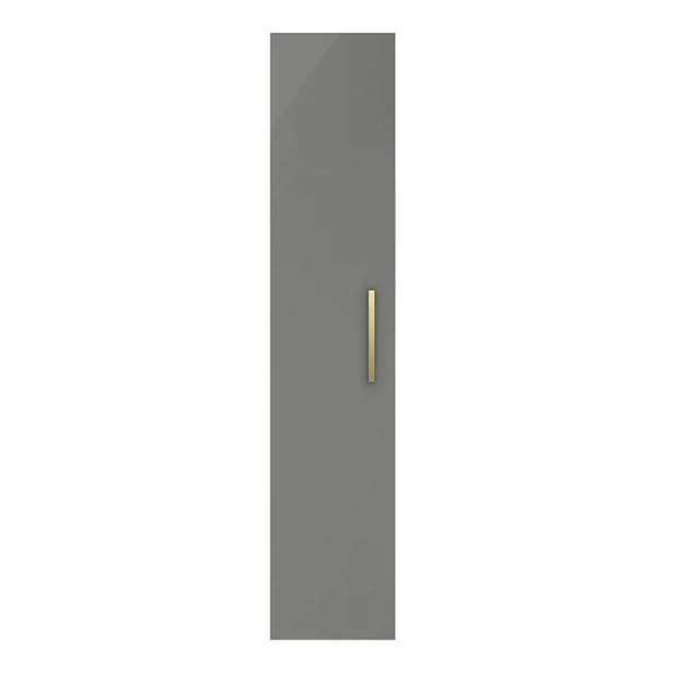 Arezzo Matt Grey Wall Hung Tall Storage Cabinet With Brushed Brass Handle 5 Arezzo Matt Grey Wall Hung Tall Storage Cabinet With Brushed Brass Handle - Image 3