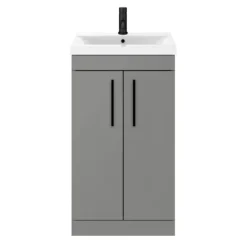 Arezzo 500 Matt Grey Floor Standing Vanity Unit With Matt Black Handles -Modern Bathroom Shop azg5fsvbk detail1