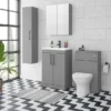 Arezzo 600 Matt Grey 2-Door Mirror Cabinet -Modern Bathroom Shop azg62mc d4