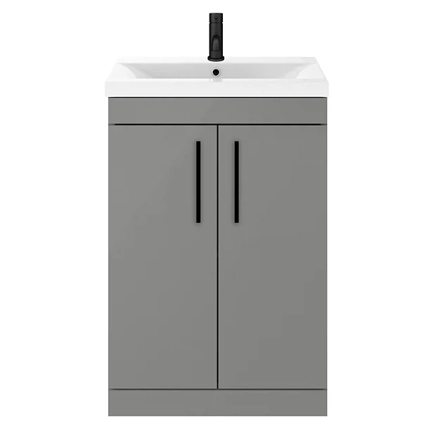 Arezzo 600 Matt Grey Floor Standing Vanity Unit With Matt Black Handles 7 Arezzo 600 Matt Grey Floor Standing Vanity Unit With Matt Black Handles - Image 5