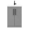 Arezzo Floor Standing Vanity Unit - Matt Grey - 600mm With Industrial Style Black Handles -Modern Bathroom Shop azg6fsvbkis d6