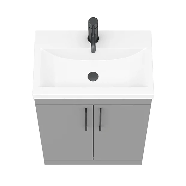 Arezzo 600 Matt Grey Floor Standing Vanity Unit With Matt Black Handles 3 Arezzo 600 Matt Grey Floor Standing Vanity Unit With Matt Black Handles