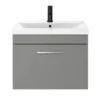 Arezzo 600 Matt Grey Wall Hung 1-Drawer Vanity Unit With Chrome Handle -Modern Bathroom Shop azg6whvch d4