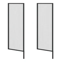 2 X Arezzo Fluted Glass Matt Black Framed Urinal Partitions