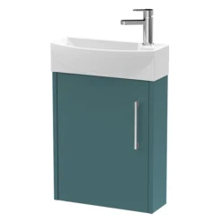 Arezzo Matt Green 450mm 1TH Wall Hung Cloakroom Vanity Unit -Modern Bathroom Shop azmg4whlhl