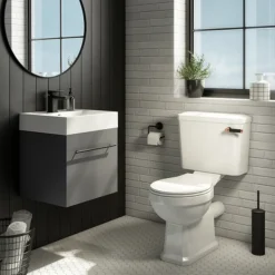 Arezzo Traditional Toilet With Rose Gold + Matt Black Lever -Modern Bathroom Shop aztccrb detail1