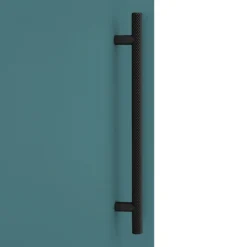 Arezzo Wall Hung Tall Storage Cabinet - Matt Teal Green - With Industrial Style Matt Black Handle