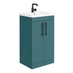 Arezzo Floor Standing Vanity Unit - Matt Green - 500mm With Industrial Style Black Handles 6 Arezzo Floor Standing Vanity Unit - Matt Green - 500mm With Industrial Style Black Handles -Modern Bathroom Shop aztg5fsvmbis l