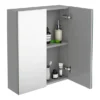 Brooklyn 600mm Grey Mist Bathroom Mirror Cabinet - 2 Door 2 Brooklyn 600mm Grey Mist Bathroom Mirror Cabinet - 2 Door -Modern Bathroom Shop b6gmwm d3