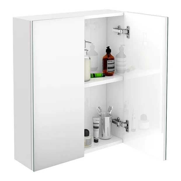 Brooklyn 600mm Gloss White Bathroom Mirror Cabinet - 2 Door 5 Brooklyn 600mm Gloss White Bathroom Mirror Cabinet - 2 Door - Image 3