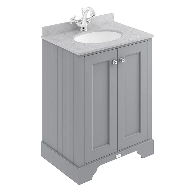 Bayswater Plummett Grey 600mm 2 Door Vanity Unit & 1TH Grey Marble Basin Top 4 Bayswater Plummett Grey 600mm 2 Door Vanity Unit & 1TH Grey Marble Basin Top - Image 2