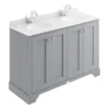 Bayswater Plummett Grey 1200mm 4 Door Vanity Unit & 1TH White Marble Double Bowl Basin Top 1 Bayswater Plummett Grey 1200mm 4 Door Vanity Unit & 1TH White Marble Double Bowl Basin Top -Modern Bathroom Shop bayf107bayc234 l