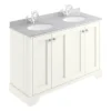Bayswater Pointing White 1200mm 4 Door Vanity Unit & 1TH Grey Marble Double Bowl Basin Top -Modern Bathroom Shop bayf109bayc235 l