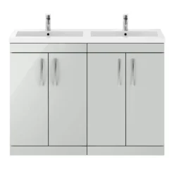 Brooklyn 1205mm Grey Mist Double Basin 4 Door Vanity Unit -Modern Bathroom Shop bfs12gm d3