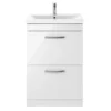 Brooklyn 600mm Gloss White Vanity Unit - Floor Standing 2 Drawer Unit 1 Brooklyn 600mm Gloss White Vanity Unit - Floor Standing 2 Drawer Unit -Modern Bathroom Shop bfs62dwht d4