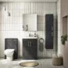 Brooklyn 600mm Black Vanity Unit - Floor Standing 2 Door Unit -Modern Bathroom Shop bfs6blk n d6