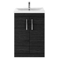 Brooklyn 600mm Black Vanity Unit - Floor Standing 2 Door Unit -Modern Bathroom Shop bfs6blk nd2