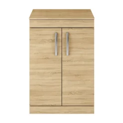 Brooklyn Floor Standing Countertop Vanity Unit - Natural Oak - 605mm With Chrome Handles -Modern Bathroom Shop bfs6wto d2