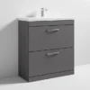 Brooklyn 800 Gloss Grey Floor Standing Vanity Unit With Thin-Edge Basin -Modern Bathroom Shop bfs8ggte d3