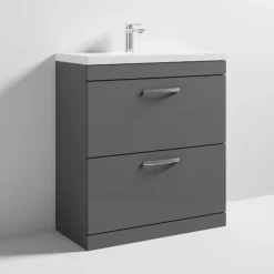 Brooklyn 800 Gloss Grey Floor Standing Vanity Unit With Thin-Edge Basin