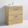 Brooklyn 800 Natural Oak Floor Standing Vanity Unit With Thin-Edge Basin -Modern Bathroom Shop bfs8oakte d3