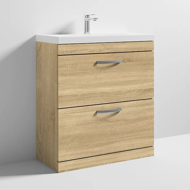 Brooklyn 800 Natural Oak Floor Standing Vanity Unit With Thin-Edge Basin 3 Brooklyn 800 Natural Oak Floor Standing Vanity Unit With Thin-Edge Basin