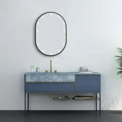 Arezzo Bulb 500 X 700mm Capsule Matt Black LED Illuminated Mirror With Motion Sensor + Anti-Fog 12 Arezzo Bulb 500 X 700mm Capsule Matt Black LED Illuminated Mirror With Motion Sensor + Anti-Fog -Modern Bathroom Shop bm100 d3