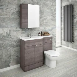 Brooklyn 600mm Bathroom Mirror & Fascia Cabinet - Grey Avola -Modern Bathroom Shop brooklynbathroommirrorfasciacabinetgreyavola600mmd1