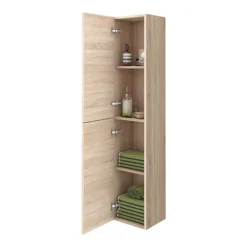 Brooklyn Natural Oak Wall Hung 2 Door Tall Storage Cabinet 7 Brooklyn Natural Oak Wall Hung 2 Door Tall Storage Cabinet -Modern Bathroom Shop brooklynnaturaloakwallhung2doortallstoragecabinetd1